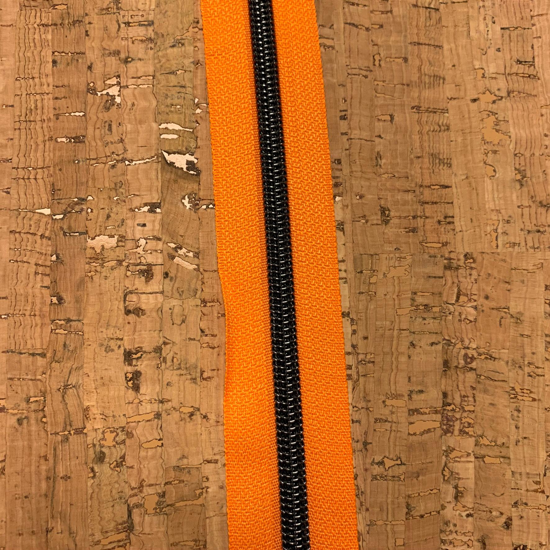 Faux metal nylon zipper by the yard - Orange